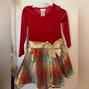 Bonnie Jean Red and Gold Plaid Kids Fancy Dress- like new